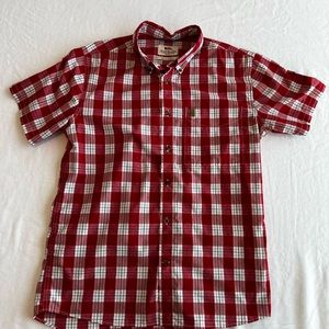 Fjallraven Men’s Short Sleeved Ovik SS Red Plaid Shirt - Size S - 82443